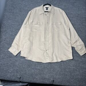 Knightsbridge Men's Satin Button Up Shirt XL Champagne Two Pocket Long Sleeve